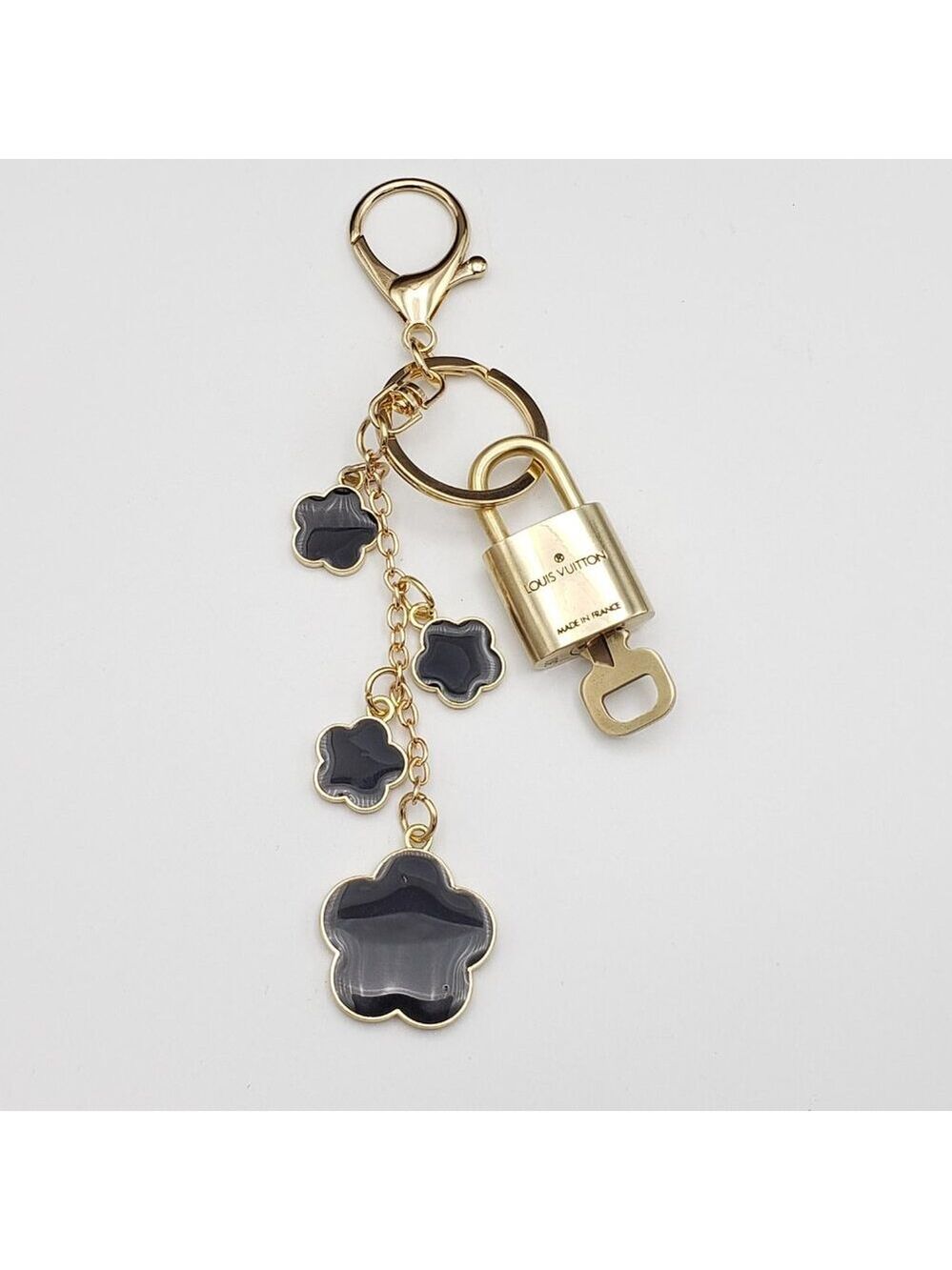 Louis Vuitton Gold Padlock Key 🔒 Authentic LV Charm + Unbranded Flower Keychain - Picture 6 of 10